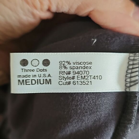 Three Dots Waisted Top, Grey, Size M - Picture 4 of 4